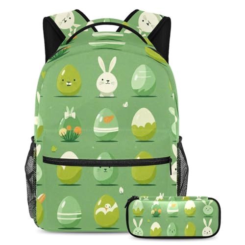 Sac à dos fonctionnel 2 pièces vert multicolore grand compartiment pour fournitures de cours