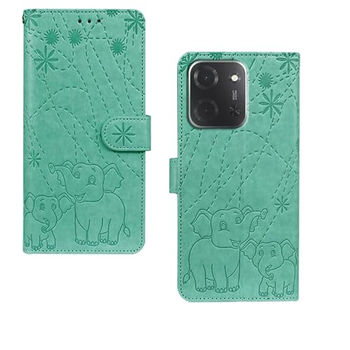 Image of amazon basics Poco C85 5G Flip Cover | Card Pockets Wallet & Stand | Flip Cover for Poco C85 5G (Green Elephant)