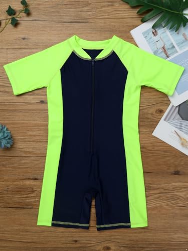 Image of Alvivi Kids Baby Boy Girls Short Sleeve Shorty Swimming Suit UV Sun Protective Zipper One Piece Swimsuit
