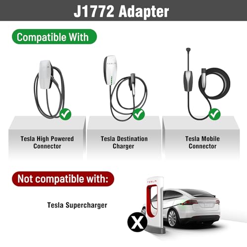 Tesla to J1772 Adapter, Max 60 Amp & 250V - Compatible with Tesla High Powered Connector, Destination Charger, and Mobile Connector,not Compatible with The Tesla Supercharger - Thumbnail 2