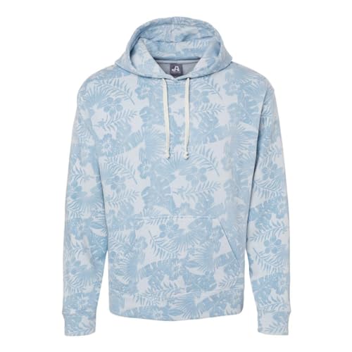 J. America Mens Triblend Fleece Hooded Sweatshirt, XL, Chambray Aloha Triblend