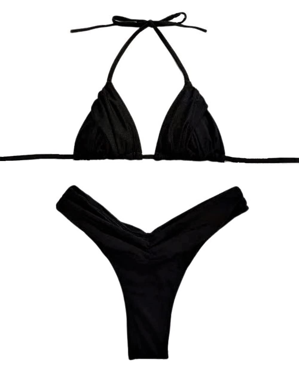 Laura inNuevo Bikini bañador Mujer, Conjunto 2 Piezas, Traje de baño con Sujetador triangulo y Braguita Tanga, Tela Brillo Metalizado para Playa Este Verano