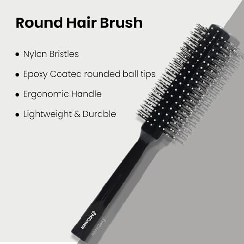 Image of Midazzle Roller Hair Brush For Men | Perfect Tool for Efficient Blow Drying, Adding Curls, Waves & Volume|Smoothening & Volumizing comb | Men Accessorie | For All Hair Types (MIHB0042)
