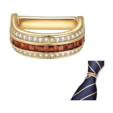 RunootPR Gold Tie Ring for Men Crystal Tie Clip Personalized Cubic Zirconia Tie Clasp Business Wedding Suit Jewelry Gift Cover