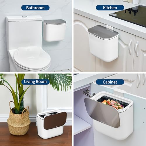 Caneca colgante para basura 1.8 gal/7L con tapa acero inox miniatura 6
