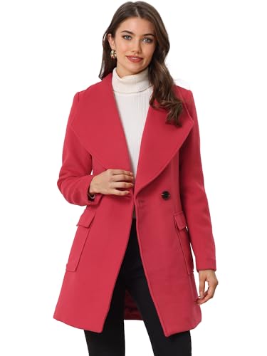 Allegra K Women's Winter Wrap Coat Turndwon Collar Long Sleeve Tie Belt Coat with Pockets