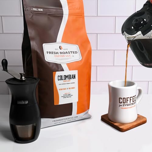 Image of Fresh Roasted Coffee, 100% Colombian EA Natural Decaf Drip Ground Coffee, Medium Roast, Kosher, 5 lb (80 oz)