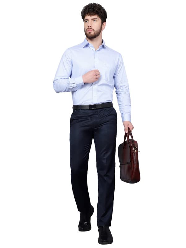 Image of Cantabil Men Navy Blue Regular Fit Formal Trouser (P MTRF00070 Navy)