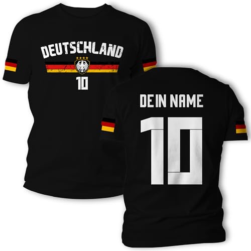 Deutschland T-Shirt Fussball WM EM Name & Zahl Trikot Geschenk Idee Kurzarm...