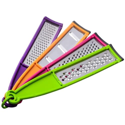 Set di 4 grattugie, grattugia a mano, affettaverdure, mandolina con manico e foro per appenderla, in acciaio inox, per parmigiano, aglio, cioccolato, limone e lime