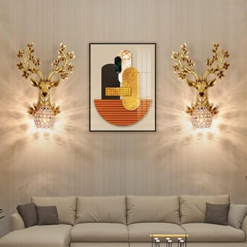 - Antlers LED Wall Sconces European Style Lucky Deer Head Wall Lamp Compatible with Living Room Restaurant Villa Bedroom Corridor Ornament Wall Light