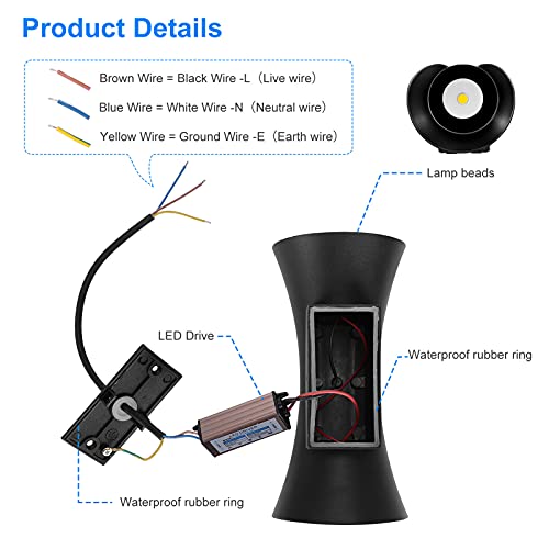 KAWELL 10W Creative Modern Wall Light LED Wall Wash Lights Waterproof IP65 Aluminum Wall Lamp LED Indoor Outdoor for Bedroom Living Room Bathroom Entrance Stairs Porch Corridor - Image 2