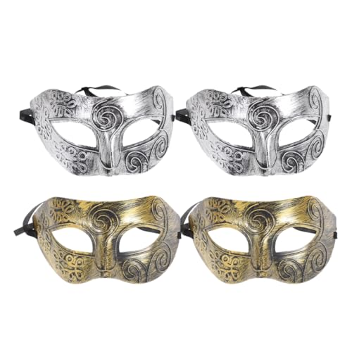 Cabilock 4 Pièces Masque de Carnaval Vintage Masque de Fête Demi Face pour Cosplay et Accessoire pour Événements Festifs et Photos Famille