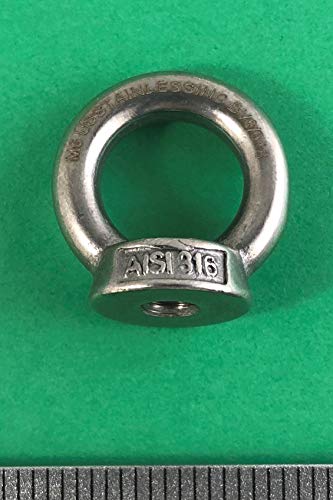 Image of US STAINLESS 2 Pieces Stainless Steel 316 M6 Lifting Eye Nut 6mm Marine Grade Heavy Duty Pitch of 1