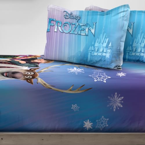 Image of Sassoon Disney Frozen Digital Printed 100% Cotton Bedsheet with 2 Pillow Covers in 300TC