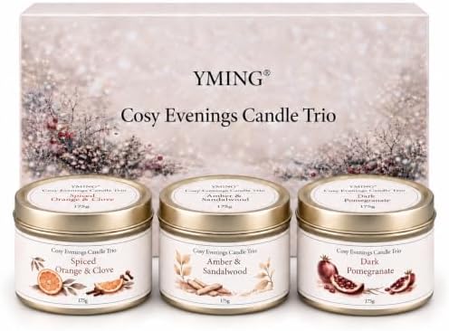 YMING Scented Candle Gift Set, 3 x 175 g Soy Wax Candles for Home