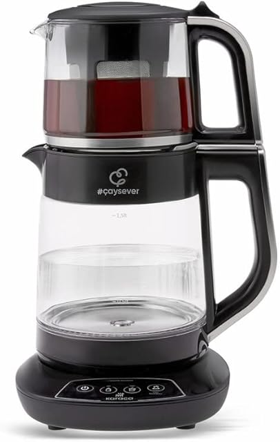 Karaca Çaysever Glass Tea Machine, 2.3L, Black Silver