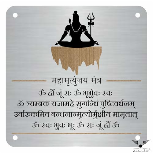 Image of MAHA MRITYUNJAYA MANTRA Shiva Sign, 8x8 Inch, Durable Steel, Self-Adhesive