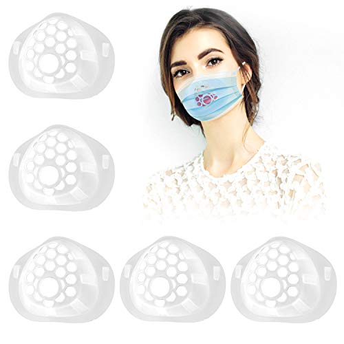 3D Mask Bracket Silicone Mask Inner Support Frame for Lipstick Protection Comfortable Breathing Reusable 5 Pack