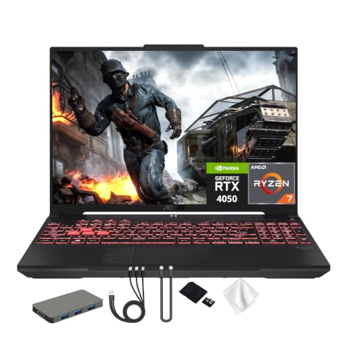 Image of ASUS TUF A16 16 inch WUXGA 144Hz Gaming Laptop, AMD Ryzen 7 170, 64GB RAM, 5TB Storage (4TB SSD+1TB Docking Station Set), RGB Backlit Keyboard, GeForce RTX 4050, Numeric Keypad, Wi-Fi 6, Win 11, Gray