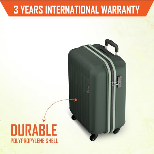 Image of Safari Genius Alley 55cm Cabin Trolley Bag Hard Case Polypropylene, 4 Spinner Wheels, 360 Degree Wheeling Carry on Luggage, Travel Bag, Suitcase, Trolley Bags, Deep Forrest