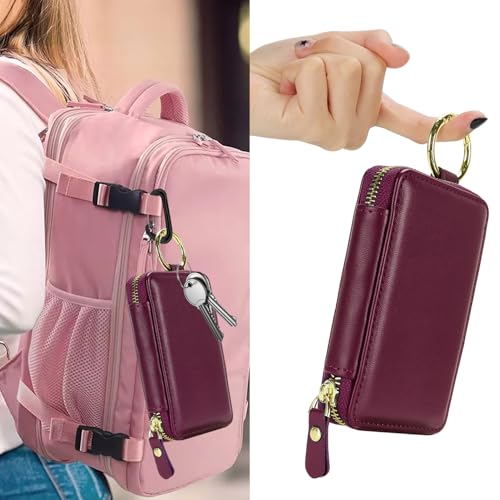 Image of Compatible with MagSafe Wallet,Magnetic Phone Wallet Card Holder for iPhone 17 /16 Pro Max /15 plus /14 Pro /13 /12 Series,PU Leather Zipper Pocket Adjustable Stand-Rose red