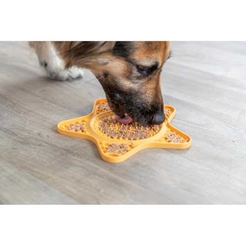 TRIXIE - Lick'n'Snack Tischdecke für Haustiere, Silikon, 23,5 cm, Gelb, rutschfest, spülmaschinenfest und gefriergeeignet