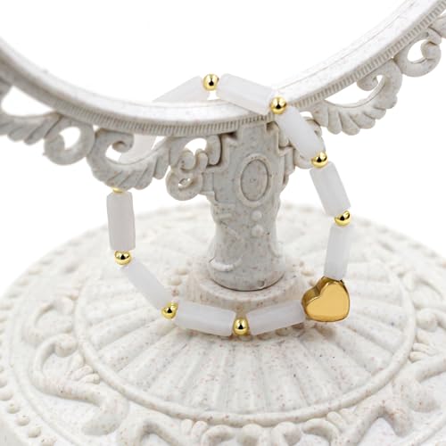 Image of Cuboid Love Elastic Bracelet, Crystal Energy Stone Anxiety Relief Yoga Jewelry for Women Male (Heart-shaped Charm Can Be Customized Name)