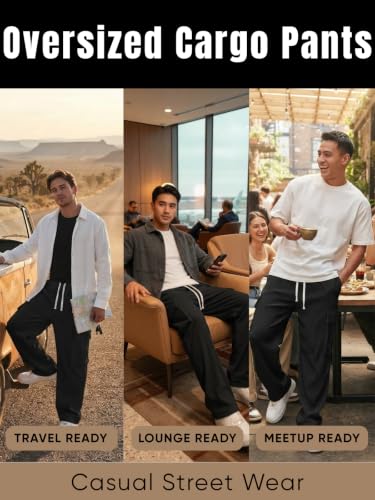 Image of GRECIILOOKS Cargo Joggers for Men - Cotton Loose Fit Utility Pants with 4 Pockets | Durable Outdoor & Hiking Trousers (Available in Plus Size)