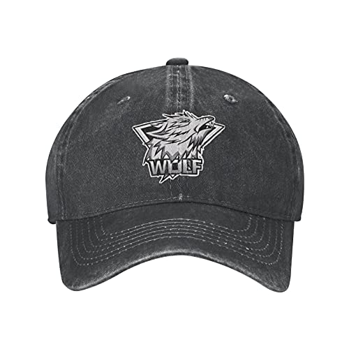 JEKGLEY Denim Cap Howling Lone Wolf Hat Adjustable Baseball Cap Low Profile Dad Hat Vintage Men Women Cool Wolf Head
