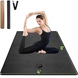 Slim Panda Large Yoga Mat 72"x48" (6'x4') - 6mm Extra Wide Exercise Mat for Home Workout, Non-Slip Eco-Friendly TPE Workout Mat for Yoga, Pilates, Stretching - 1 Yoga Strap & 2 Storage Straps Included