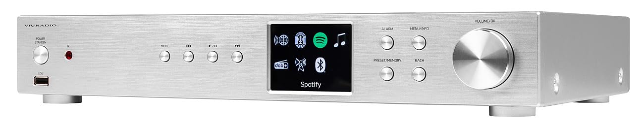 VR-Radio Internet Tuner: Digitaler WLAN-HiFi-Tuner, Internetradio, DAB+, Bluetooth, Silber (DAB für Stereoanlage, Receiver mit Internetradio, Music)