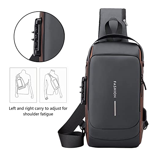 Image of ARURA (LABEL) Multifunction Anti-theft Shoulder Bag Crossbody Bag Travel Sling Bag with USB Port and Code Lock Messenger Backpack Chest Bag for Male Female