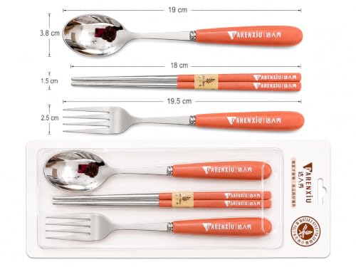 Image of Stainless Steel Cutlery Set, 3-Piece | Spoon, Fork, Chopsticks
