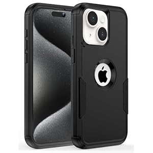 for iPhone 15 Case [Shockproof] [Dropproof] [Rugged & Durable] [2X Screen Protectors + Camera Lens Protector] Heavy Duty Protection Phone Case Cover for iPhone 15 6.1″, Black-1