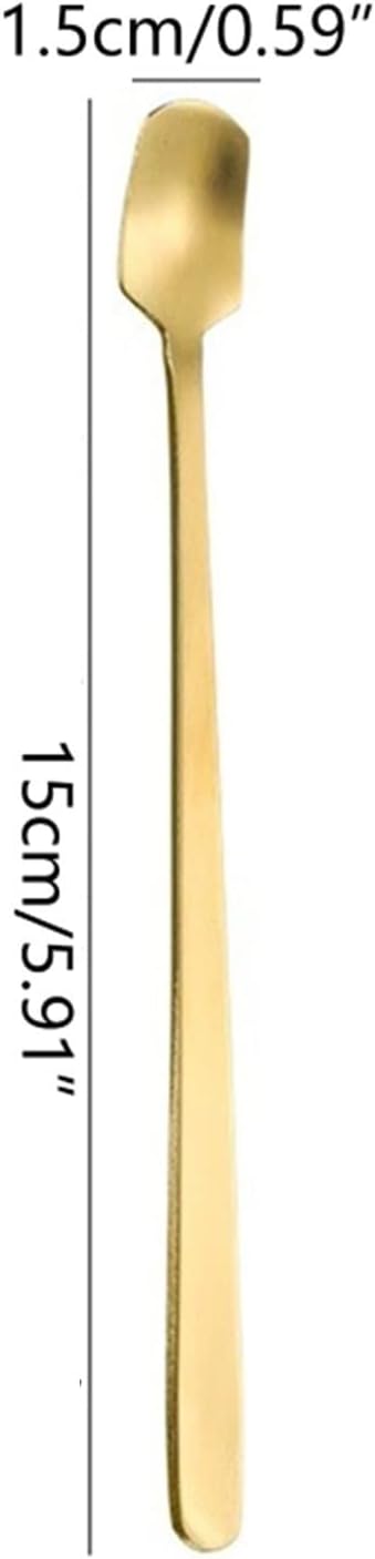 Coffee Scoops Stainless Steel Square Head Spoon Long Handle Stirring Spoons Mixing for Coffee Mug Dessert Ice Cream(Silver)