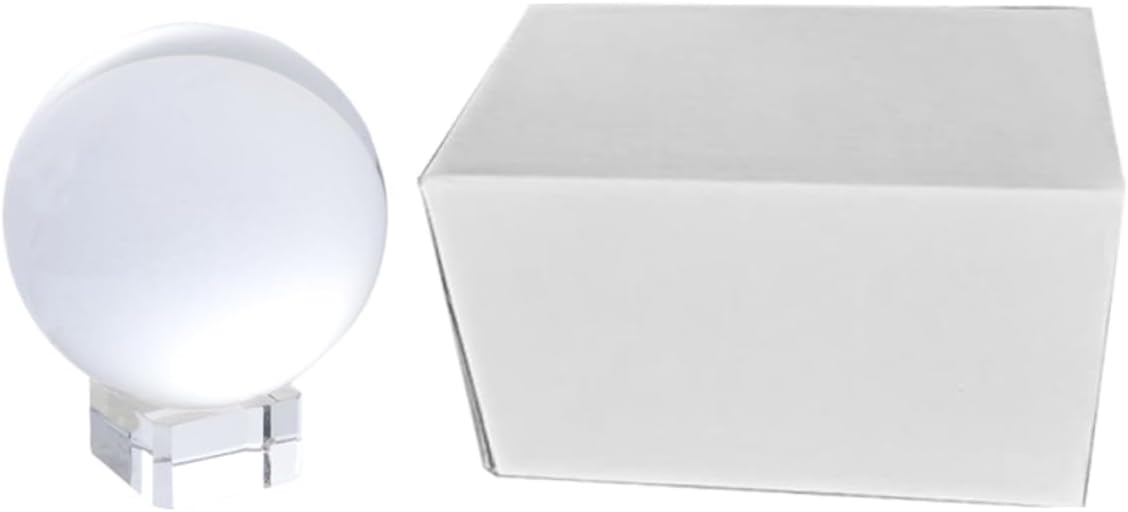 Cabilock 2pcs Smooth Glass Crystal Ball Decor with Square Base Elegant Ornaments for Home Office Photography and Romantic Atmosphere