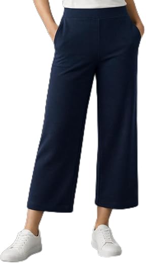 EcoLove FlowFit Palazzo Pants for Women Soft &amp; Comfortable 95% Viscose &amp; 5% Elastane Fabric Solid Straight Wide-Leg