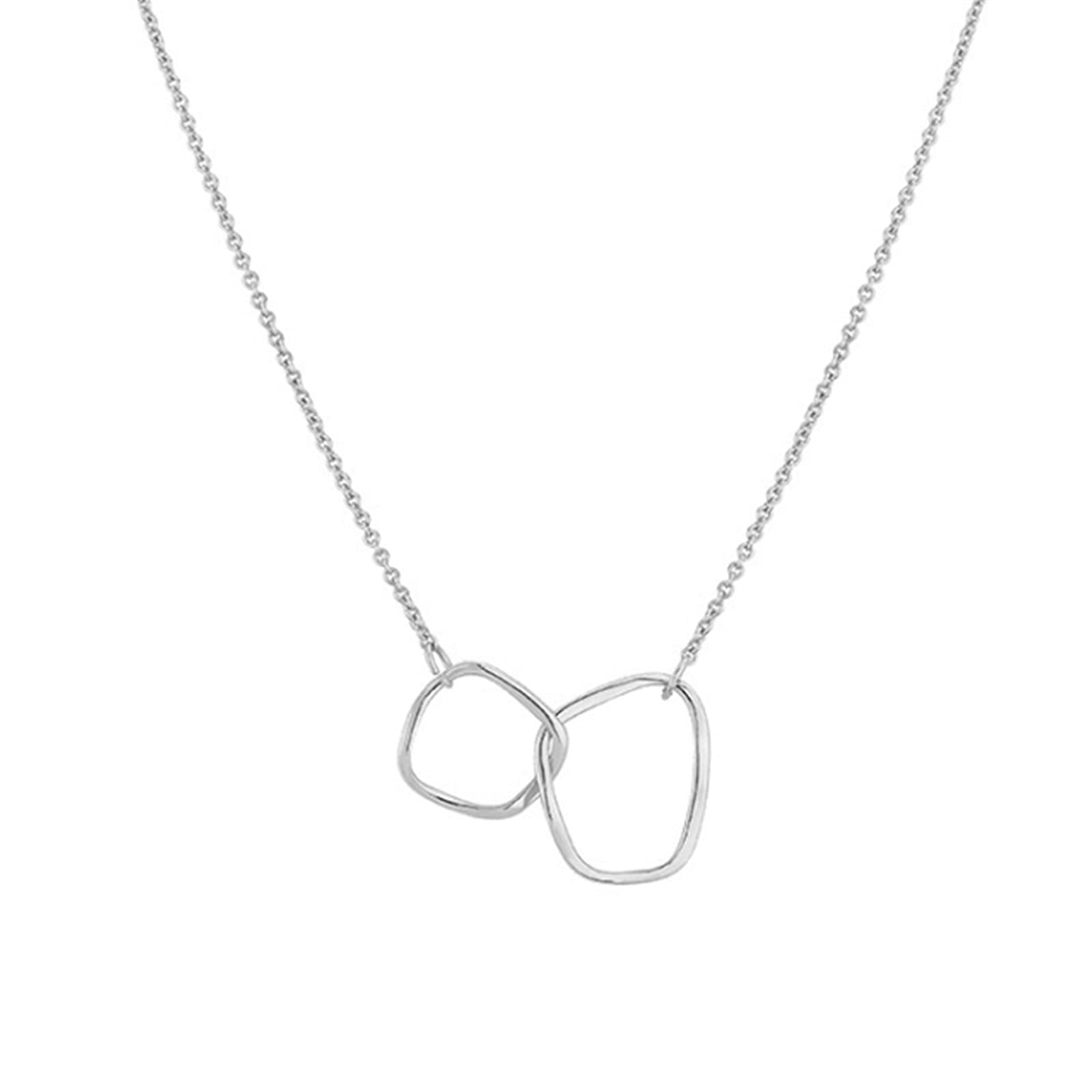HCMA 925 Sterling Silver Double Circle Necklace for Women Irregular Geometric Clavicle Chain Party Jewelry The for women