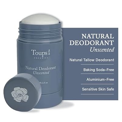 Toups & Co Natural Unscented Deodorant | Aluminum & Baking Soda Free | Grass-Fed Tallow Formula | Long-Lasting Odor Protection | Gentle for Sensitive Skin | Clean, Non-Toxic Deodorant