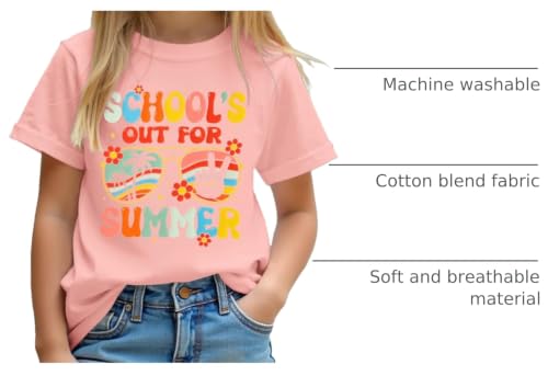 Image of Kids Girl School's Out for Summer Shirt Last Day of School T-Shirt Cute Summer Beach Short Sleeve Tee Tops