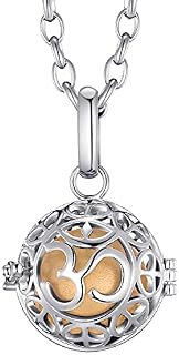 Morella Women Necklace Stainless Steel 70 cm 27,5" with OM Mantra Pendant for Sound Balls Ø 16 mm 0,63" in a Velvet Jewelry Bag