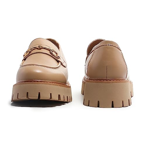 Image of Platform Loafers for Women Chunky Heel Lug Sole Loafers Slip ons Round Toe
