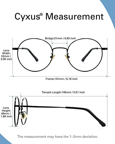 Image of Cyxus Blue Light Blocking Glasses - Lightweight Round Metal Frame Computer Eyewear, Anti Eye Strain Glasses for Men Women