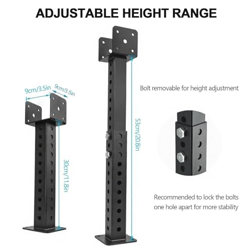 Soportes para bajantes de techo, soportes elevadores para techos de patios y pérgolas, ajustables en altura, aptos para pérgolas, cobertizos, patios y muebles de exterior (2 piezas) miniatura 7