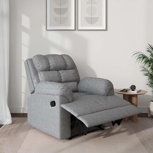 Image of Amazon Brand - Solimo Avalon Single Seater | Premium Mosha Fabric | Manual Recliner | Grey