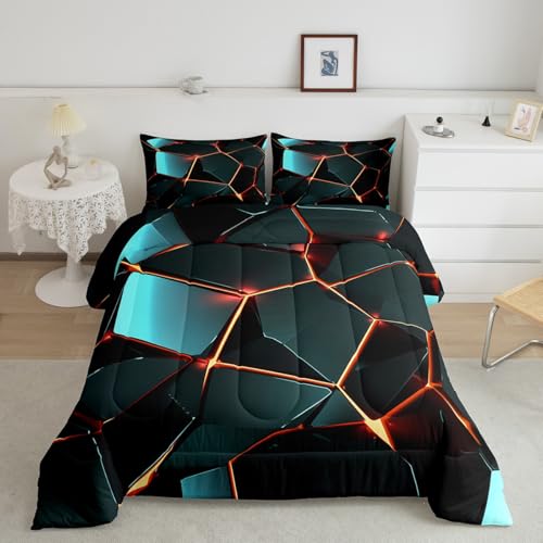 Image of Feelyou Stereoscopic Honeycomb Comforter Set Geometrics Hexagon Comforter for Kids Boys Girls Beehive Bedding Set Geometric Honeycomb Duvet Set Simplistic Room Decor Quilt King Size Boys
