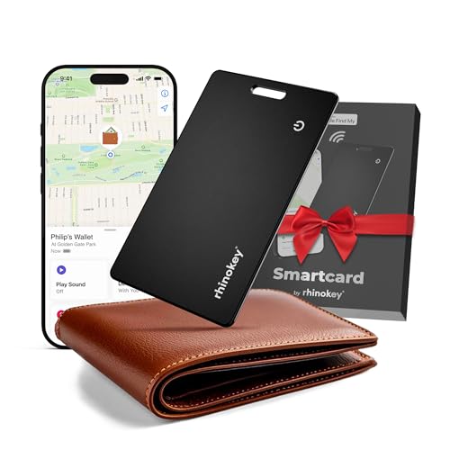 Mens Valentines Day Gifts for Him Apple MFi Certified Wallet Tracker Card Works with Apple Find My (iOS Only) Slim 0.07in Rechargeable IP68 Waterproof Tracker Item Finder AirTag Card