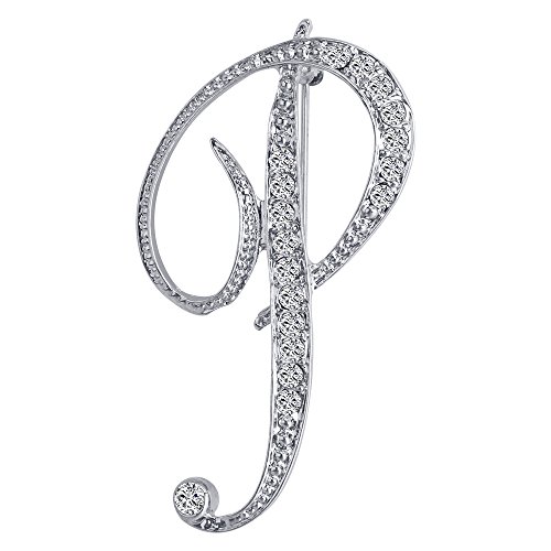 Image of Letter Brooch A-Z 26 Personalized Design Initial Letters Pins Clear Crystal Rhinestone Brooch pin