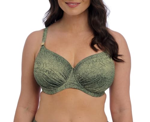 Image of Fantasie Swim Women's Maya Bay Underwire Gathered Full Cup Bikini Top, Peridot, 36FF